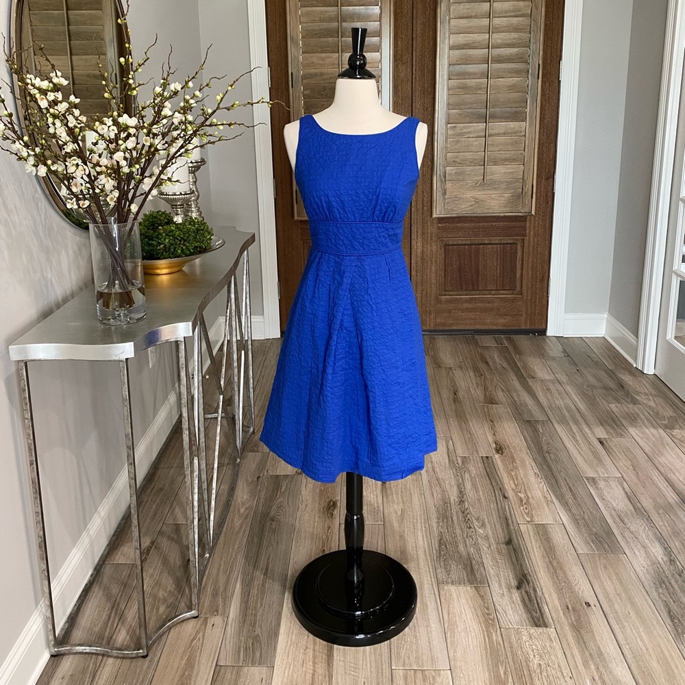 J. Crew Royal Blue Quilted Texture Sleeveless Dress Size 2